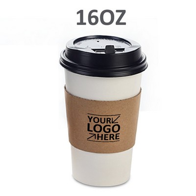 16OZ Paper Coffee Cups With Sleeve And Lid