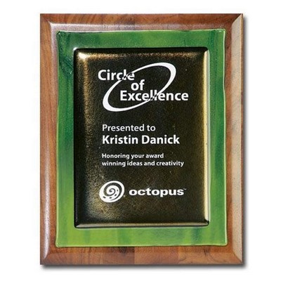 Metallic Fusion Plaque - Green/Walnut 8"x10"