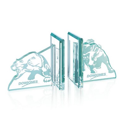 Bull/Bear Bookends - Jade 14" Wide