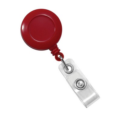 Custom Round Plastic Clip-On Badge Reel (Red)