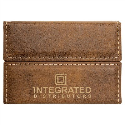 Business Card Holder, Rustic Faux Leather, 3 3/4" x 2 3/4"