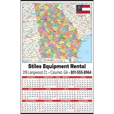 Large Georgia State Map Year-In-View® Calendar