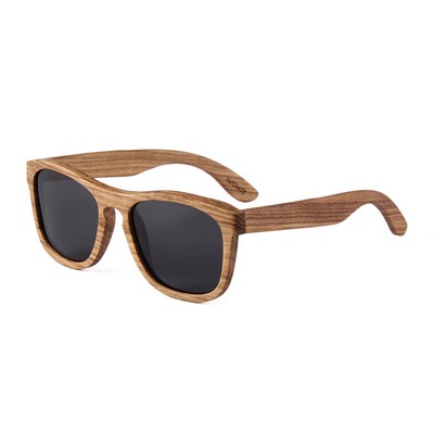 Zebra Wood Sunglasses - Smoke Polarized Lenses - Zebra Wood Frames