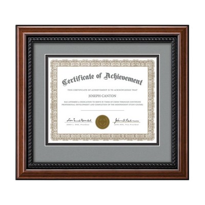 Weyden Certificate Frame - Walnut/Teal Grey 8½"x11"