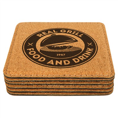 4" - Heavy Duty Premium Stitched Cork Coasters