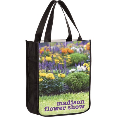 Full Coverage PET Non-Woven Rounded Bottom Tote Bag w/ Full Color (9"x4"x11")