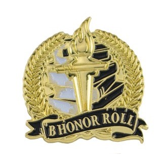 Bright Gold Academic B Honor Roll Lapel Pin (1-1/8")