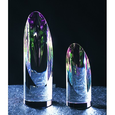 Rainbow Slant Cylinder optical crystal award/trophy.3.375"H