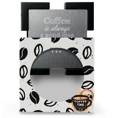 4 Piece Stainless Steel Coaster Set In Gift Box