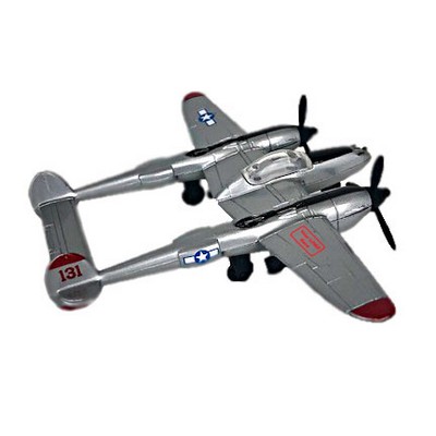 5" Diecast P38J Silver Airplane