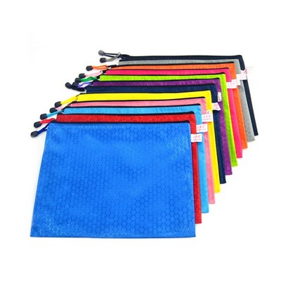 A4 Waterproof Grid File Bag Zipper Documents Pouch