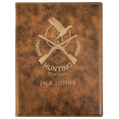 Rustic/Gold 7" x 9" Portfolio with Notepad, Laserable Leatherette