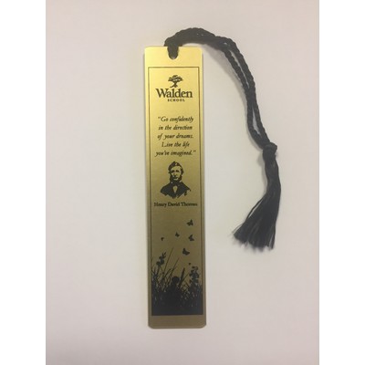 Aluminum 1"x4 7/8" Bookmark w/ a Screen Printed imprint & assembled tassel. Made in USA