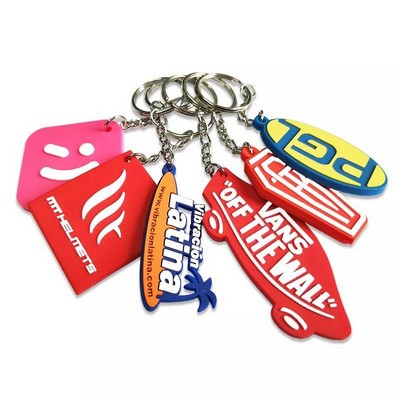 Custom Shape PVC Keychain Key Tag 2D Design 3.5"