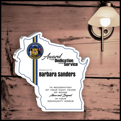 9" Wisconsin White Acrylic Plaque