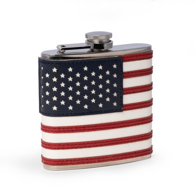 American flag 6oz flask with captive cap