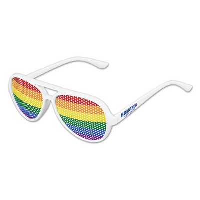 Rainbow Pinhole Glasses with Custom Pad Print on Both Stems