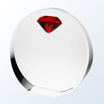 Red Diamond Circle Optic Crystal Award - Large