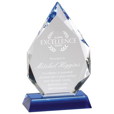 Optical Arrowhead Crystal Award w/Blue Base (6¾" x 4")