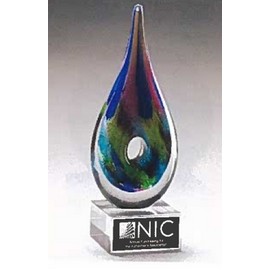 Multi-Colored Art Glass Award w/Clear Glass Base