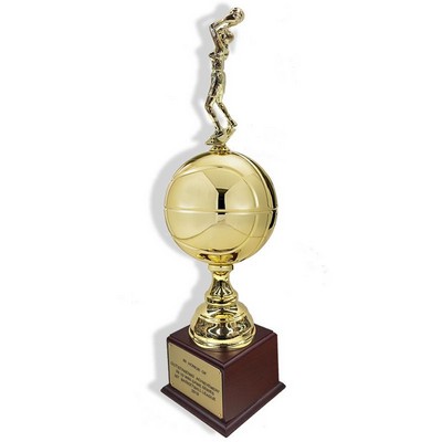 30" Large Gold Basketball Trophy w/Female Basketball Figure