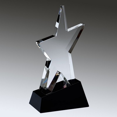 Super Star Optic Crystal Award on Black Crystal Base, 10"H