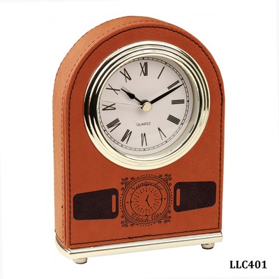 Rawhide Arch Desk Clock, Laserable Leatherette, 4" x 5-1/2"