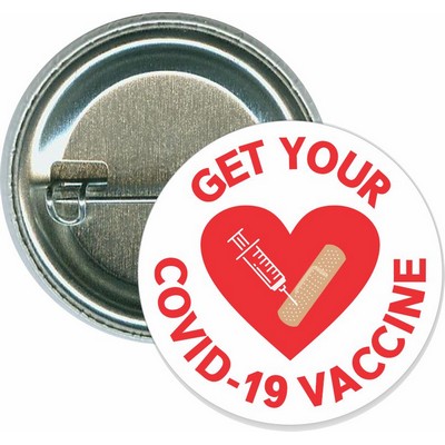 Get Your Covid-19 Vaccine, heart - 1 1/2 Inch Round Button