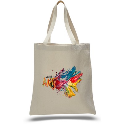 Natural Zippered Promotional Tote Bag - Full Color Transfer (15" x 16")