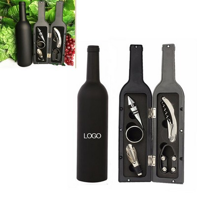 5 Piece Wine Tool Set In Bottle Shape Case