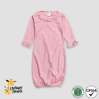 Baby Ruffle Trim Sleep Gown Elastic Bottom Cotton Candy 65% Polyester 35% Cotton- Laughing Giraffe®