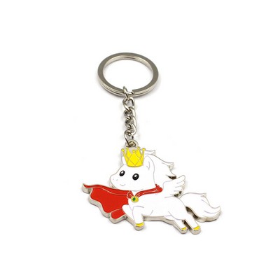 Custom Horse Shaped Zinc Alloy Keychain Imitation Enamel Keychain- One Side Printing