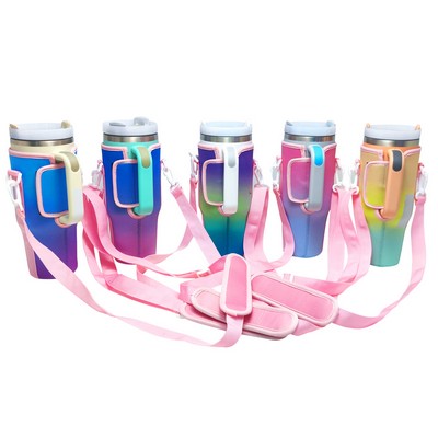 40oz Multicolor Neoprene Bottle Pouch Holder w/ Adjustable Shoulder Strap