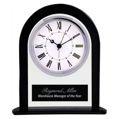 6.25" Black and Clear Glass Clock