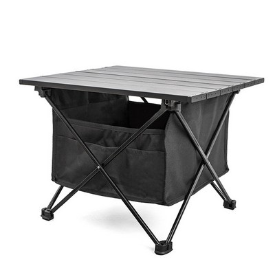 Portable Camping Fold Table With Storage Organizer Basket