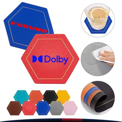 Hexagon PU Leather Coaster