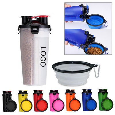 2 in 1 Pet Water Bottle with Collapse Bowls