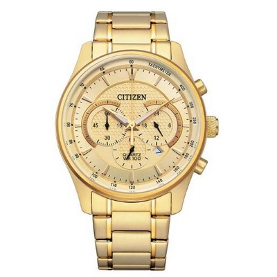 Citizen® Men's Quartz Chronograph Gold-Tone Watch w/Champagne Dial