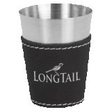 2 Oz. Black Leatherette/Stainless Steel Shot Glass