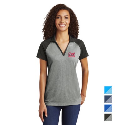 Sport-Tek® Ladies PosiCharge® RacerMesh® Raglan Heather Block Polo