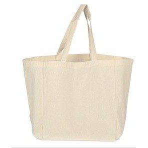 100% Cotton Sheet Grocery Bag w/Self Handles Full Side & Bottom Gusset