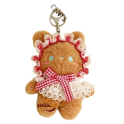 4" Keychain Squishmallow Plush Key Tag - Bear W/Lace