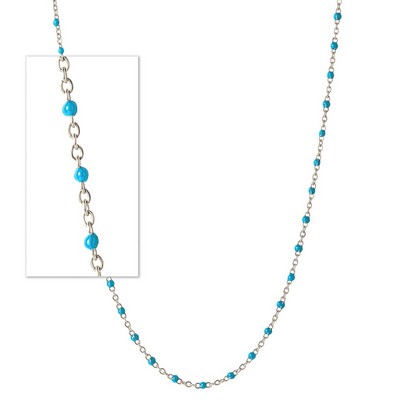 Jilco Inc. Sterling Silver Handmade Turquoise Blue Beaded Enamel Chain Necklace