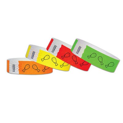 3/4" wide x 10" long - 3/4" Turkey Leg Tyvek Wristbands Blank 0/0