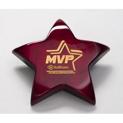 Rosewood Piano Finish Star Paperweight with Felt Bottom (5.375 x 5.375)