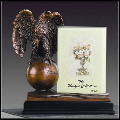 Antique Eagle Award On Globe Picture Frame (7.5"x8")