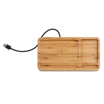 Wooden Wireless Phone Charging Station with Desk Organizer Pad