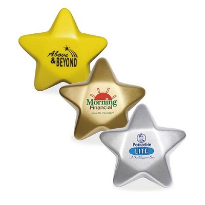 Gold Silver Star Shaped Stress Reliever w/Custom Logo