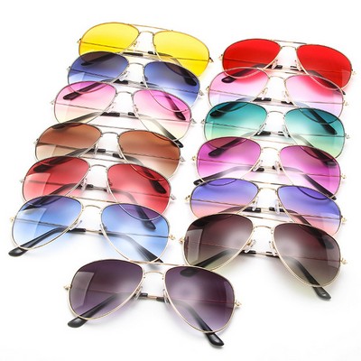 Double Bridge Metal Frame Gradient Sunglasses