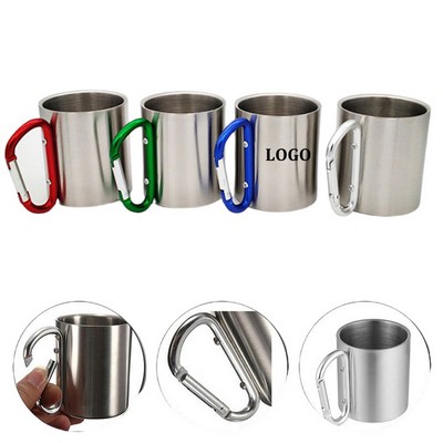 7oz Double-Wall Stainless Steel Cup Insulated Mug w/ Carabiner